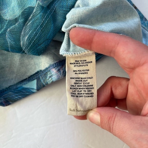 Soft Surroundings 3/4 Sleeve Blue Green Floral Top Size XS - Picture 5 of 7